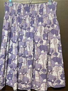 Kate Quinn Organic Cotton Gauze Shirred Waist Skirt Size M